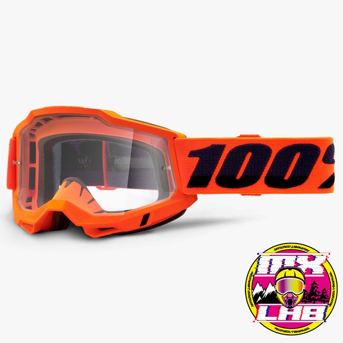 𝕸滑胎實驗室𝖃 100%® Accuri 2 OTG Neon Orange 護目鏡 透明 鏡片 防霧 防刮 越野 滑胎