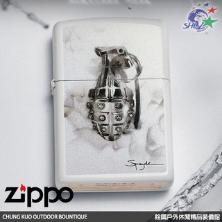 詮國 (ZP616) Zippo 美系經典打火機 SPAZUK火焰藝術家系列 手榴彈 白色烤漆 NO.29845