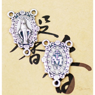 ❤as86❤義大利進口 合金無原罪聖母玫瑰花邊三角聖牌 2.0*1.5cm