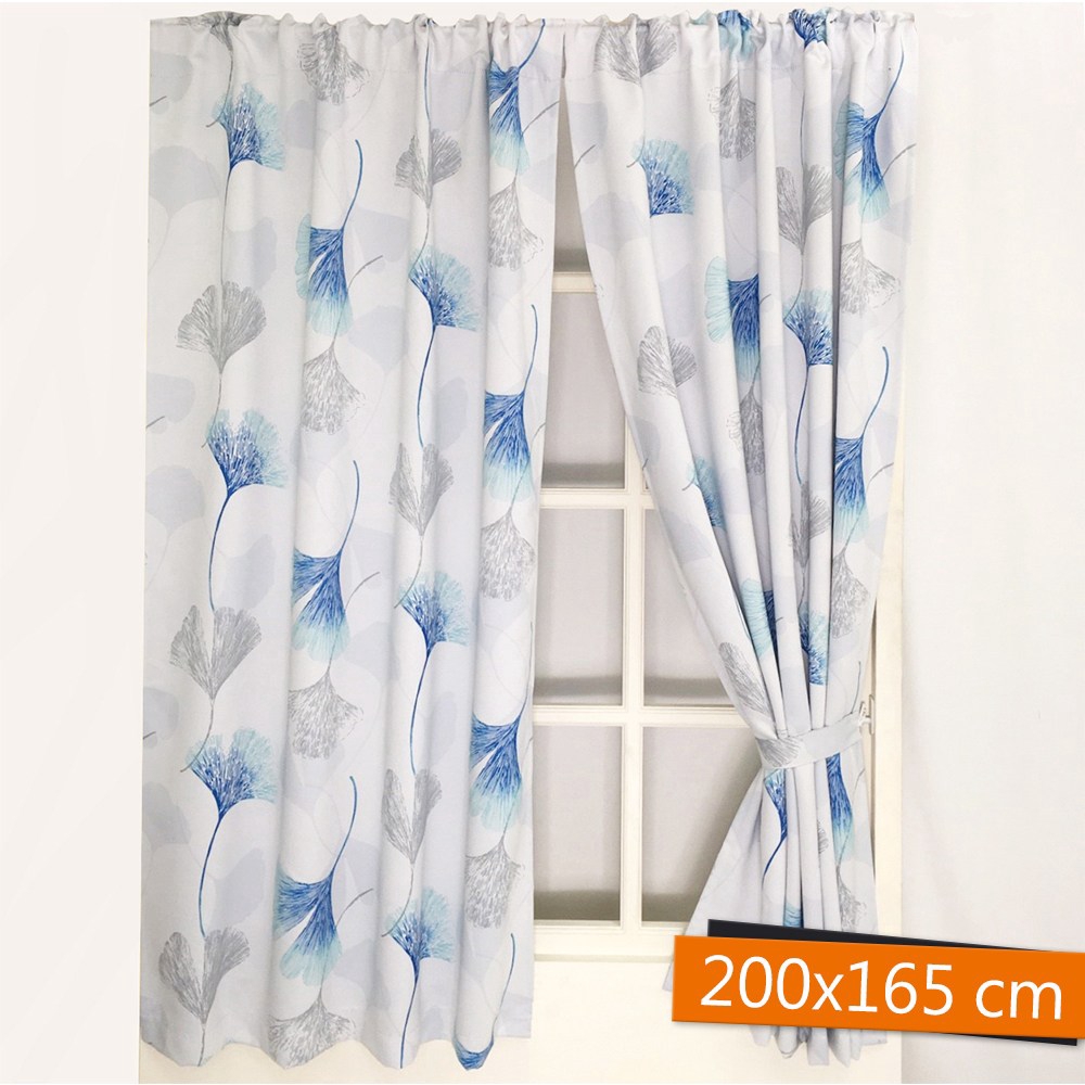 藍杏迷蹤遮光窗簾 寬200X高165cm 藍