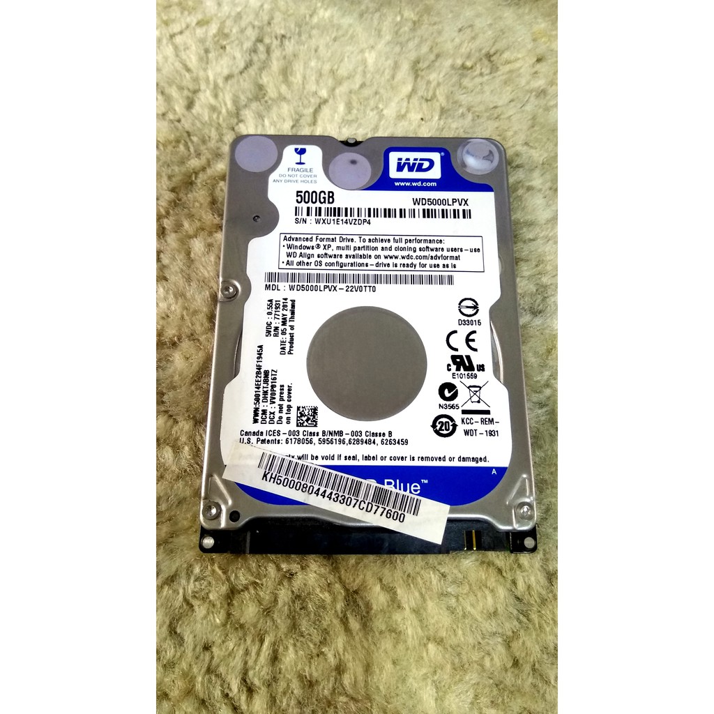 筆電 硬碟 500GB  2.5吋  7mm厚度 HDD WD 藍標