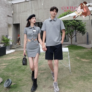 【COUPLE】🔥🔥情侶裝你衣我裙夏季新款polo領連衣裙女夏裝