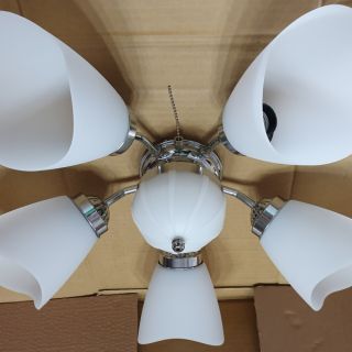 （吊扇專用燈具）臺灣製造的吊扇燈具鉻色/通用型吊扇燈具5+1燈 波浪塑膠燈罩
