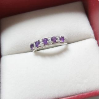 天然紫碧璽 水晶♥ 微鑲滿鋯紫碧璽戒指