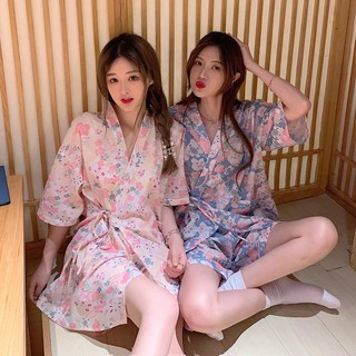 臺灣公司❤️開發票 新款 可愛和服睡衣 碎花短袖睡衣套裝 甜美日系設計感 收腰 女家居服 居家服 女生睡衣 日系和服