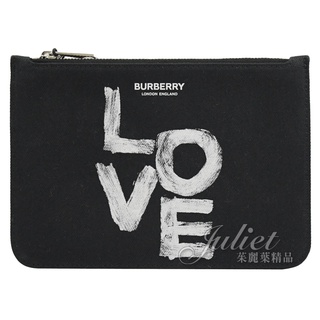 【茱麗葉精品】BURBERRY 8037549 LOVE印花拉鍊萬用手拿包.黑 現貨在台