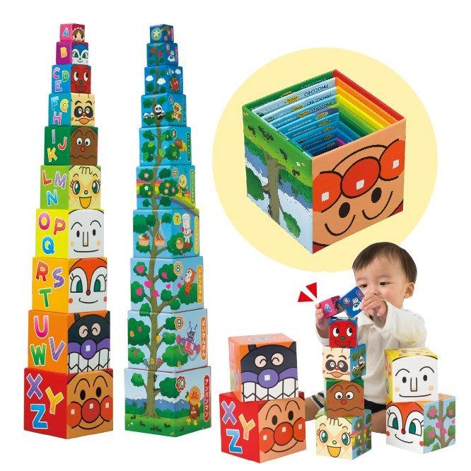 ♡松鼠日貨 ♡日本進口 麵包超人 Anpanman 英文字母 數字 大小 顏色 疊疊樂 手眼協調 知育 玩具