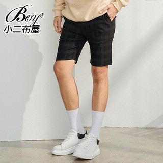 小二布屋-格子褲 韓版質感西裝黑格紳士格紋短褲(1色)【NW611007】