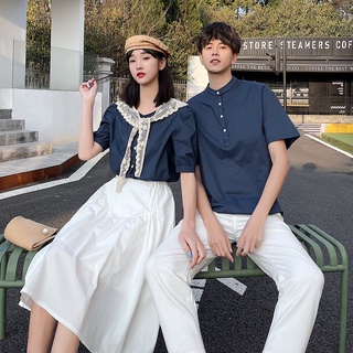 【COUPLE】不一樣情侶裝💧💧夏裝法式2022新款潮流套裝你衣我裙情侶夏季裙子