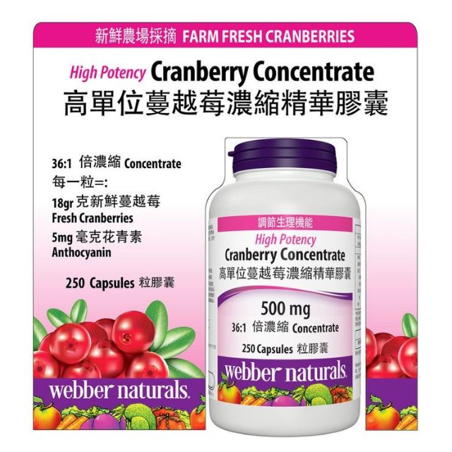 效期2022/9/30 好市多代購 Webber Naturals 高單位蔓越莓濃縮精華膠囊250粒