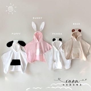 Xuan♥ 兒童浴巾斗篷熊貓兔子浴袍寶寶純棉吸水速幹卡通游泳可穿式洗澡巾