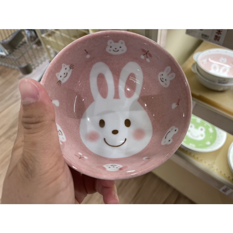 代購 日本 兒童碗 粉紅兔 綠青蛙 小黑貓