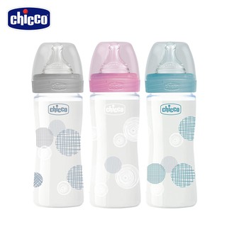 chicco-舒適哺乳-防脹氣玻璃奶瓶240ml(小單孔)