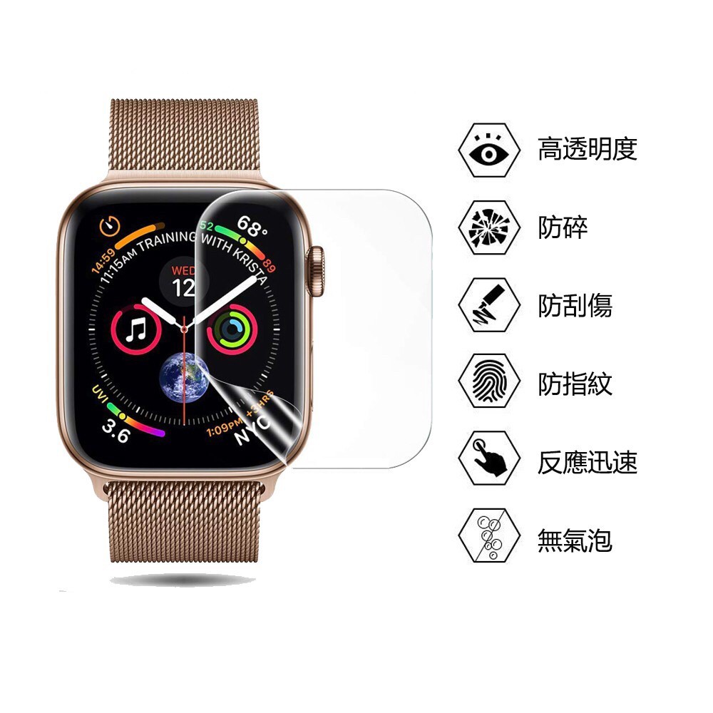 適用Apple Watch7/SE/6/5/4/3/2/1代水凝手錶膜 保護膜 防護膜 保護貼 不起泡 易服貼