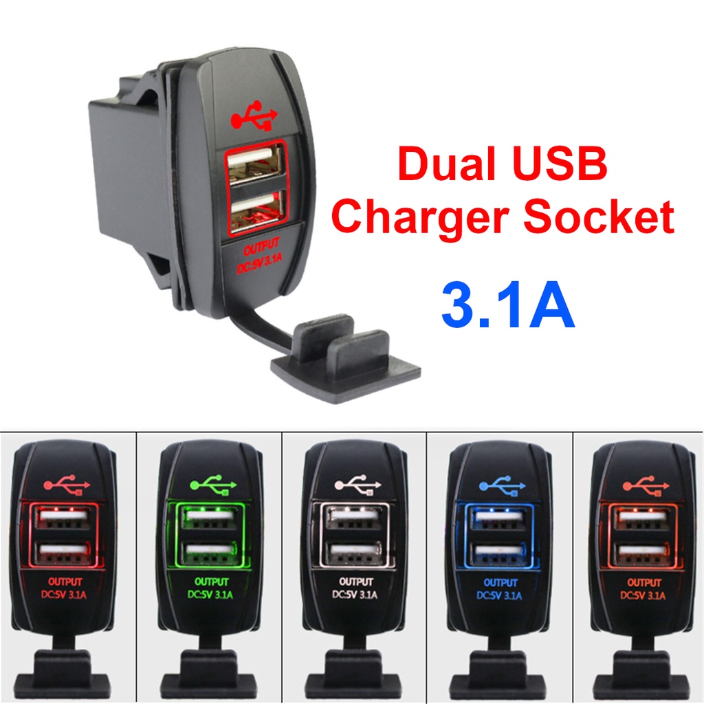 12v/24v 汽車雙 USB 充電器適配器 5V 3.1A 電源插座插座防塵 Led 適用於 iPhone 小米紅米三