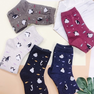 韓國襪子 女襪 繽紛企鵝 聖誕企鵝 棉質質感襪 襪子批發 聖誕襪