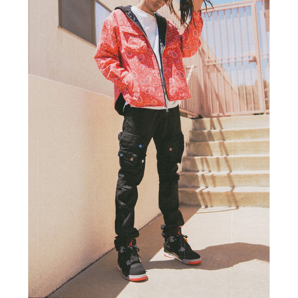 mnml waxed denim cargo pants