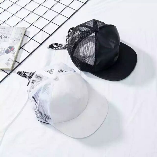 韓國訂單PU皮網格碎花繫帶時尚潮帽 棒球帽 遮陽帽 情侣帽