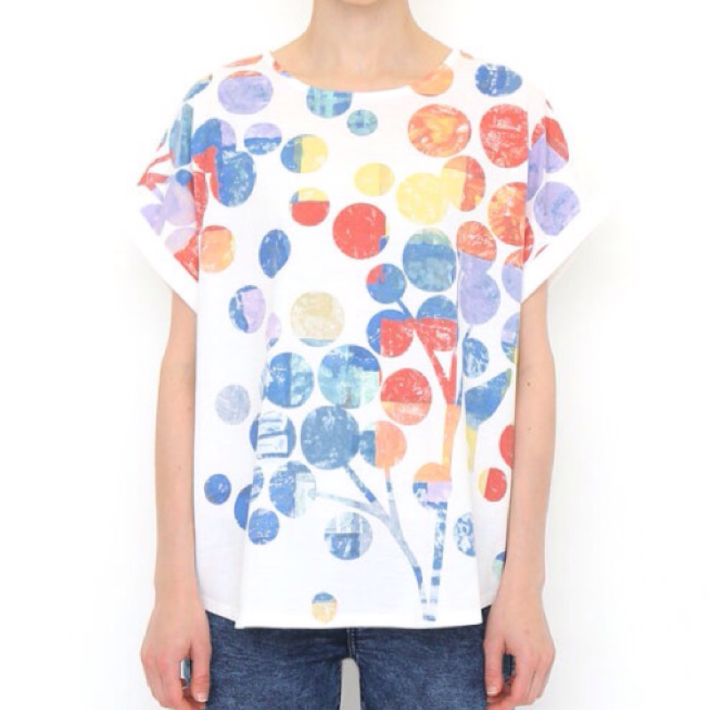 日本品牌design Tshirts Store Graniph 彩色水彩復古渲染水玉點點寬鬆短袖上衣t Shirt 蝦皮購物