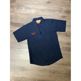 RED CAP S/S WORK SHIRT WITH EMBROIDERY ※resized黑色襯衫 黑色短袖 黑色