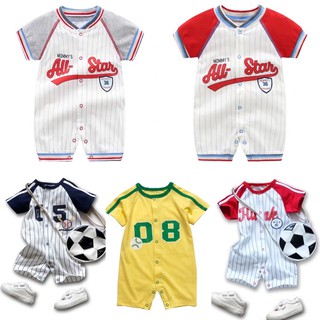 現貨出清韓版夏季兒童薄款寶寶棒球短袖運動服連身裝哈衣兒童連身衣兔裝嬰兒連身衣