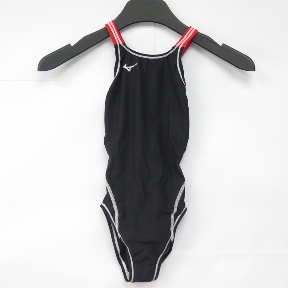 MIZUNO EXER SUITS 女童連身泳衣 練習型中叉泳裝 N2MA846076 黑X紅【iSport商城】