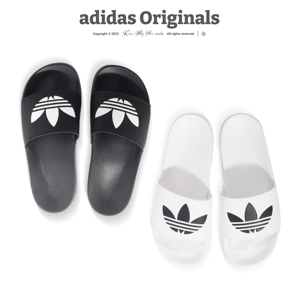 [現貨] adidas Originals adilette 拖鞋 運動拖鞋 三葉草 黑 白 輕量 休閒 FU8298