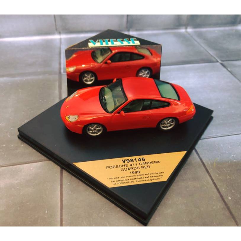 【古董車系列】保時捷 911 carrera 1998年 紅色跑車 1:43比例 模型 小汽車 仿真 收藏 附壓克力盒