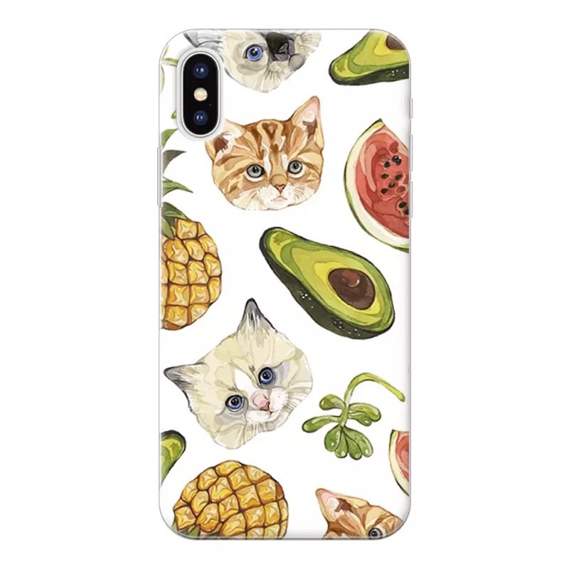 iphone6s plus 滿版貓咪酪梨鳳梨西瓜超可愛 透明包邊矽膠軟殼