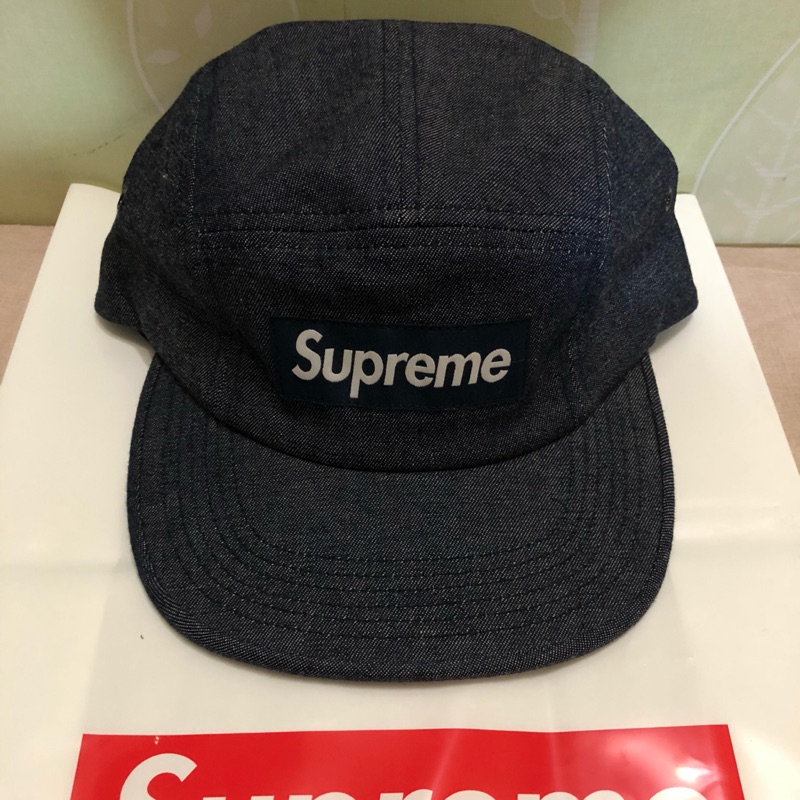 只有正品 Supreme cap 5分割帽 藍色單寧 鱷魚皮扣 99%New