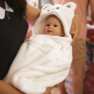 嬰兒浴袍可愛動物卡通嬰兒毯兒童連帽浴袍蹣跚學步嬰兒浴巾新生嬰兒毯兒童毛巾