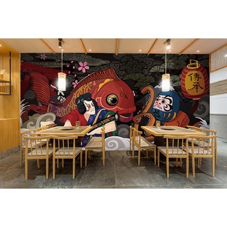 定制 手繪和風日式古代人物日本街頭墻紙壁畫居酒屋餐廳火鍋壽司店壁紙 蝦皮購物