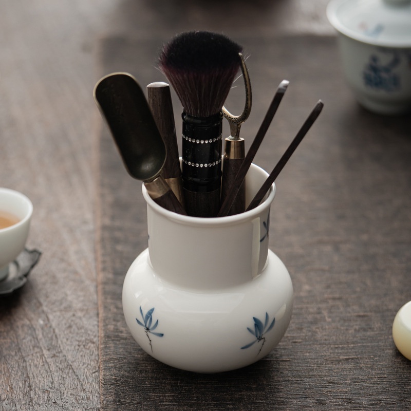 瑞陶陶瓷特賣純手繪蘭花茶道六君子套裝家用功夫茶具零配件茶夾茶則養壺筆組合