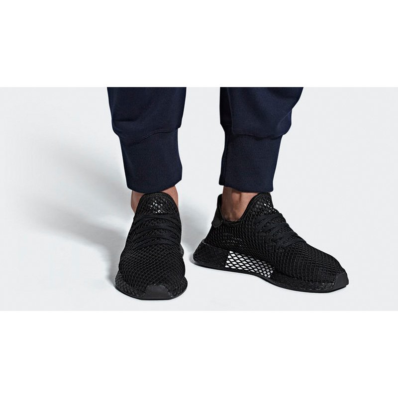 adidas Deerupt Runner b41768 愛迪達全黑網眼黑色男款運動鞋男鞋| 蝦皮購物