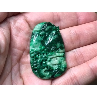天然緬甸A貨翡翠 糯種 花青 幹青 山水自在 項鍊 送證書 翡翠掛件 【琪臻珠寶 Qi-Zhen Jewelry】免運