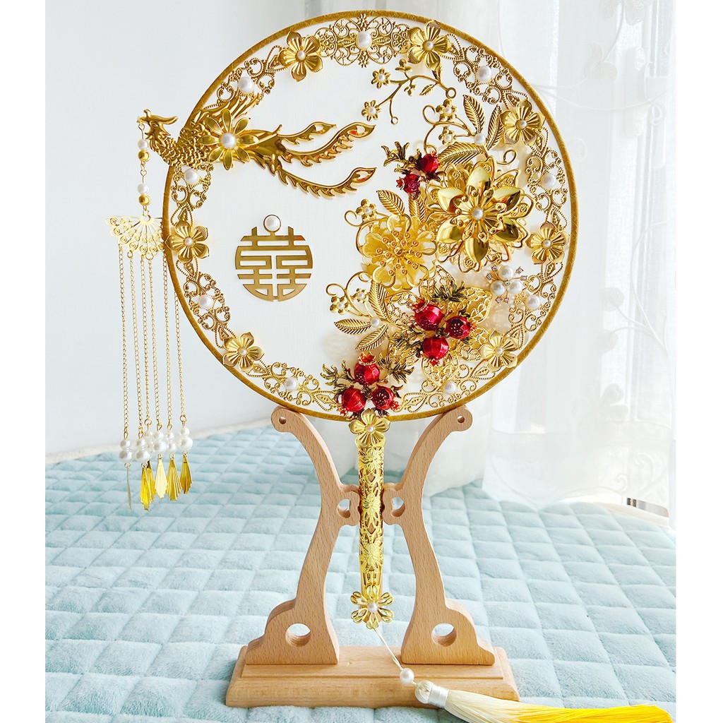 結婚扇子刺繡diy中國風新娘中式婚禮團扇古風喜扇秀禾服手材料包 蝦皮購物