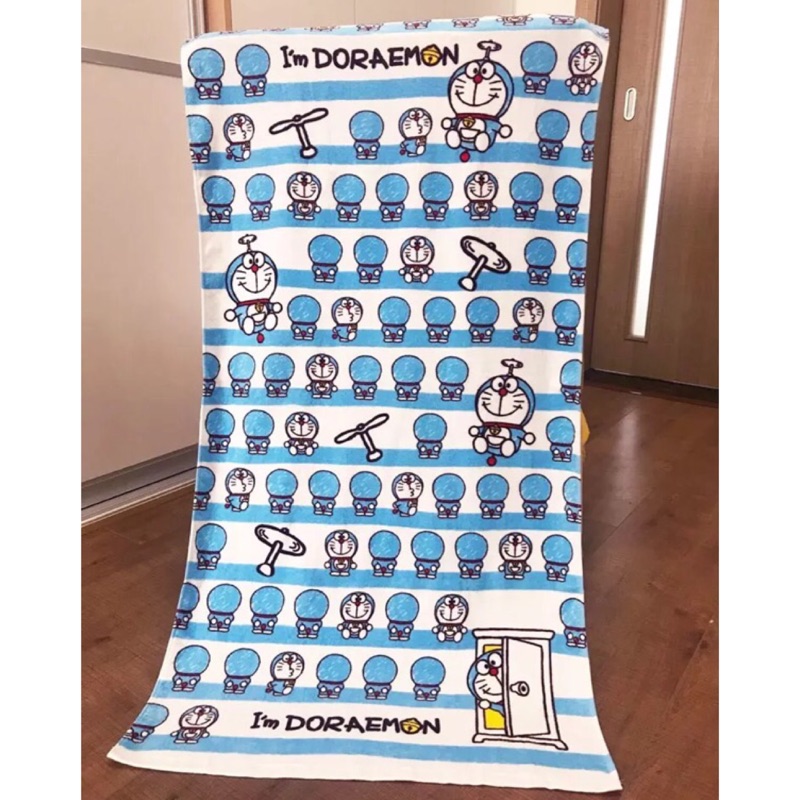 [現貨]卡通 哆啦A夢 Doraemon 小叮噹 毛巾 浴巾 沙灘巾 全棉 兒童 運動 游泳 沙灘巾  運動浴巾