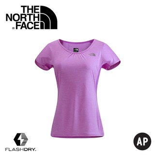 【The North Face 女 FLASHDRY短袖T恤 桃粉紫灰】NF00CA3A/短袖/快乾上衣/T恤/悠遊山水