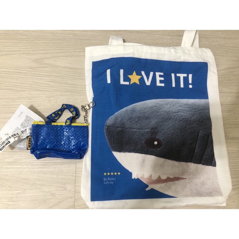 IKEA 鯊魚帆布提袋加送零錢包