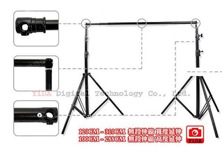 YiDA®-大型背景架,可搭背景布背景紙使用,附提袋,外拍外景,棚內,腳架 婚禮會場 自由伸縮300cm(限寄送)