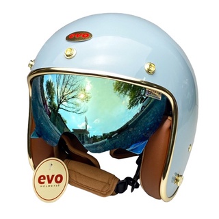 EVO 安全帽 CA-312 維納斯 VEUNS+ PLUS 內墨鏡 松霧藍 半罩 全拆洗 正版授權 復古帽