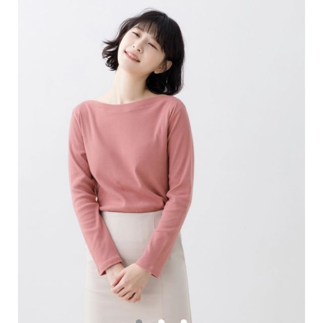 Genquo 舒適羅紋棉料船型領上衣 女 蝦皮購物