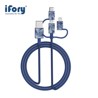 【ifory】usb-a to microb+lightning+type-c 三合一 編織充電/傳輸線 蘋果mfi認證