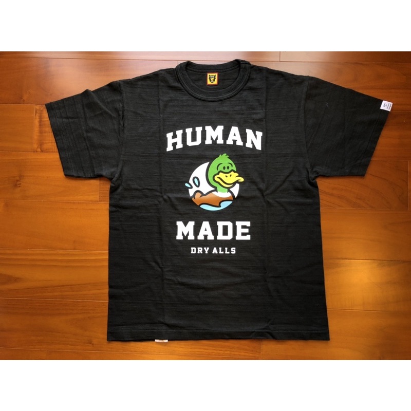 全新現貨 日本製 竹節棉 Human Made 鴨子 綠頭鴨 划水 黑色 短袖T恤 L號