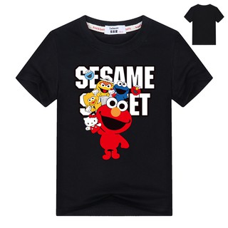 【現貨】芝麻街短袖T恤男女童原宿風純棉卡通T恤Sesame Street男寶寶女寶寶上衣Elmo衣服