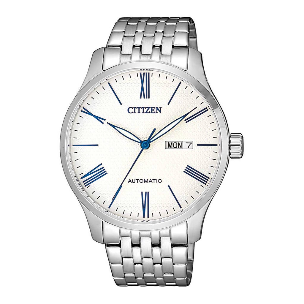 CITIZEN 星辰錶 紳士白面藍針不鏽鋼機械錶 40mm NH8350-59B 原廠公司貨保固2年