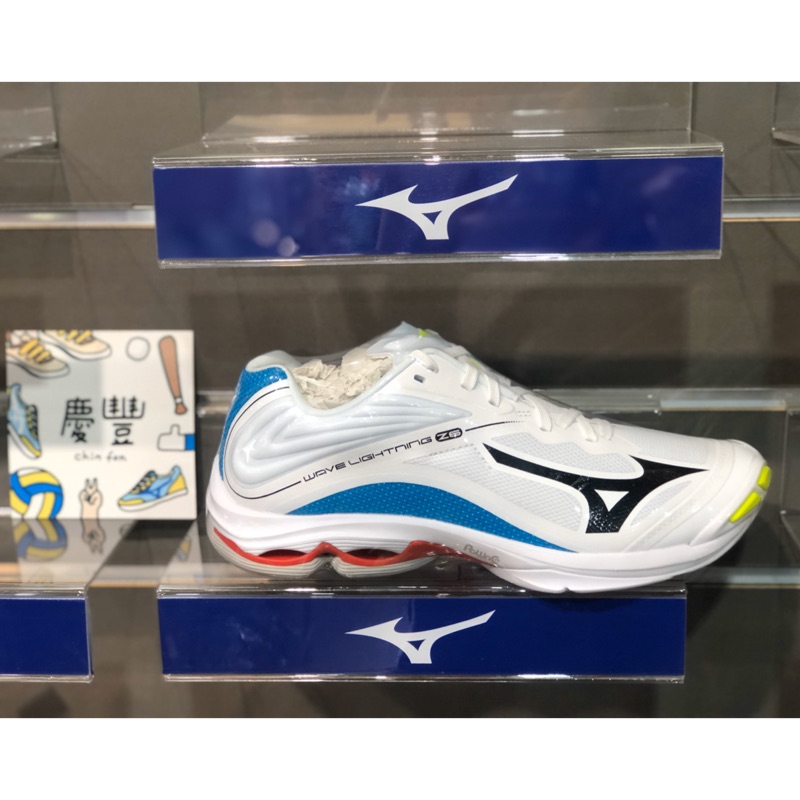 大罐體育👟美津濃MIZUNO WAVE LIGHTNING Z6 UNISEX 白藍紅 排球鞋 V1GA200046