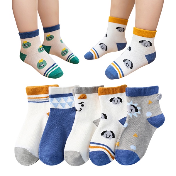 5雙入童襪-棉質兒童襪 四季卡通襪子 雪倫小舖