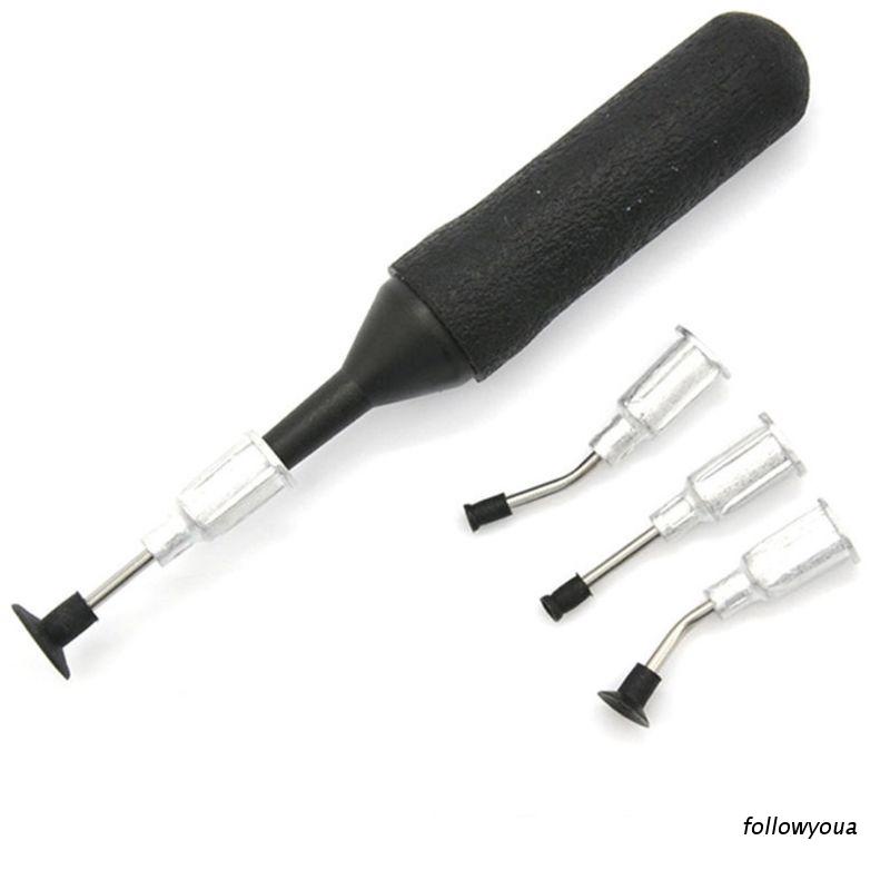 Fol 黑色橡膠 IC 拾取真空吸筆,帶 4 個吸頭,用於電容電阻芯片焊接泵吸盤工具