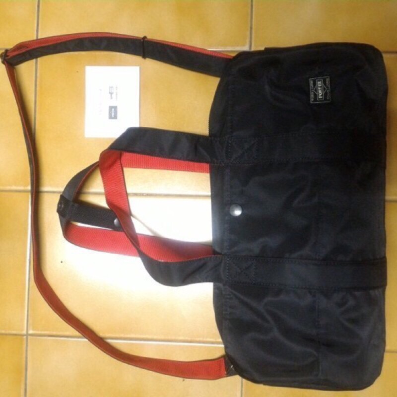 全新 日標 porter x iLS聯名款 紅黑配色圓桶包